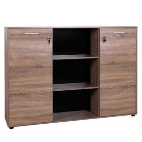 Adore Nkt-563-Ll-2 Newyork Latte Geniş 3 Katlı 2 Kilitli Kapaklı Kitaplık