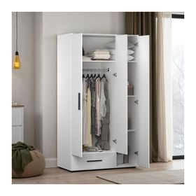 Adore White 3 Kapaklı Tek Çekmeceli Mat Beyaz Gardırop