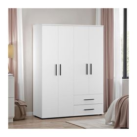 Adore White 4 Kapaklı 2 Çekmeceli Mat Beyaz Gardırop
