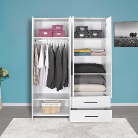 Adore White 4 Kapaklı 2 Çekmeceli Mat Beyaz Gardırop