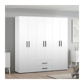 Adore White 6 Kapaklı 2 Çekmeceli Mat Beyaz Gardırop