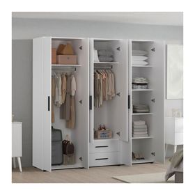 Adore White 6 Kapaklı 2 Çekmeceli Mat Beyaz Gardırop
