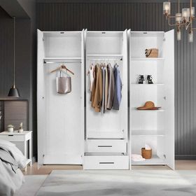Adore White 6 Kapaklı 2 Çekmeceli Mat Beyaz Gardırop