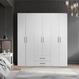 Adore White 6 Kapı 2 Çekmece Beyaz Gardırop