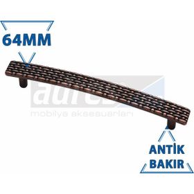 Adresline 4'lü Antik Bakır 64 mm Hasır Kulp