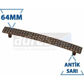 Adresline 4'lü Antik Sarı 64 mm Hasır Kulp