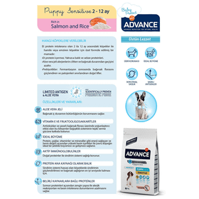 Advance Dog Puppy Sensitive Somon Balıklı Yavru 3 kg Köpek Maması