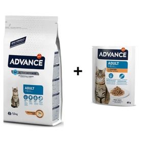 Advance Tavuklu Yetişkin 1.5 kg Kedi Mama+Advance Tavuklu Yetişkin Kedi Pouch 6x85 gr Yaş Mama