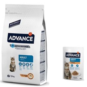 Advance Tavuklu Yetişkin 1.5 kg Kedi Maması + Advance Tavuklu Yetişkin Kedi Pouch 2x85 gr Yaş Mama
