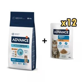 Advance Tavuklu Yetişkin 15 kg Kedi Mama+Advance Tavuklu Yetişkin Kedi Pouch 12x85 gr Yaş Mama