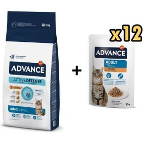 Advance Tavuklu Yetişkin 15 kg Kedi Mama+Advance Tavuklu Yetişkin Kedi Pouch 12x85 gr Yaş Mama