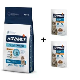 Advance Tavuklu Yetişkin 15 kg Kedi Mama+Advance Tavuklu Yetişkin Kedi Pouch 2x85 gr Yaş Mama