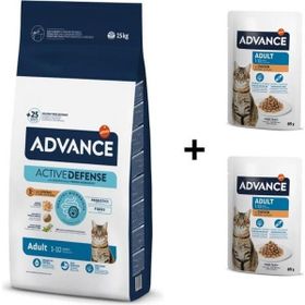 Advance Tavuklu Yetişkin 15 kg Kedi Mama+Advance Tavuklu Yetişkin Kedi Pouch 2x85 gr Yaş Mama