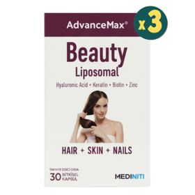 Advancemax Beauty Lipozomal Hair Skin Nails Hyaluronik Asit Keratin 3x30 Kapsül