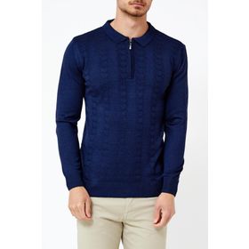 Adze ADZKT17A72214-4 İndigo Erkek Polo Yaka Kazak