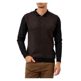 Adze KT18A823014178 Siyah Kahverengi Polo Yaka Yün Erkek Kazak
