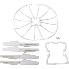 Aeethericly Syma X5 X5C X5C1 İniş Takımı+Bıçak Pervanesi+Pervane Koruyucuları Beyaz Yedek Seti