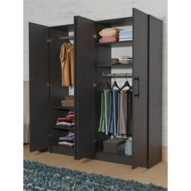 Aeka AE-1054 Arena Antrasit Gri 4 Kapaklı 2 Askılıklı 6 Raflı Gardırop