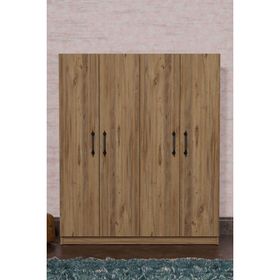 Aeka AE-1054 Arena Atlantik Çam 4 Kapaklı 2 Askılıklı 6 Raflı Gardırop