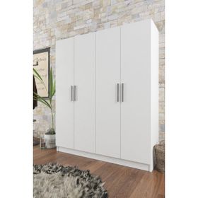 Aeka AE-1059 Milano Beyaz 4 Kapaklı 11 Raflı 2 Askılıklı Gardırop