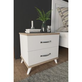 Aeka AE-2029 49 cm İnci Beyaz 2 Çekmeceli Komidin