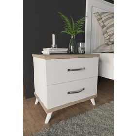 Aeka AE-2029 49 cm İnci Beyaz 2 Çekmeceli Komidin