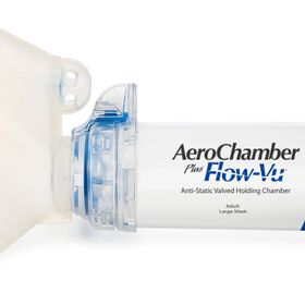 AEROCHAMBER PLUS FLOW VU Anti Static Valved Holding Mavi Yetişkin Büyük Maske Chamber
