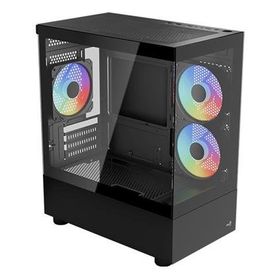 Aerocool Viewport Mini 3x12 cm ARGB Fanlı Temperlı Cam Yan Ön Panel USB 3.0 mATX Kasa