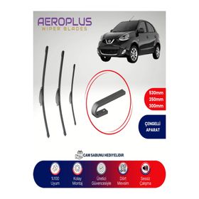 Aeroplus Nissan Micra 2011-2016 Ön Arka Muz Silecek Takımı