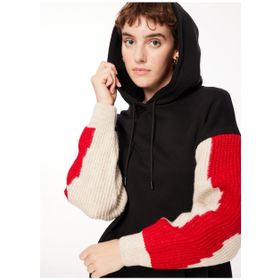 Aeropostale A3WL-SWT12 Siyah Kapüşonlu Uzun Kollu Oversize Düz Kadın Sweatshirt