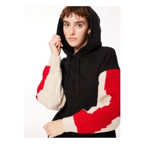 Aeropostale A3WL-SWT12 Siyah Kapüşonlu Uzun Kollu Oversize Düz Kadın Sweatshirt