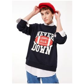 Aeropostale A3WL-SWT15 Bisiklet Yaka Nakışlı Lacivert Kadın Sweatshirt