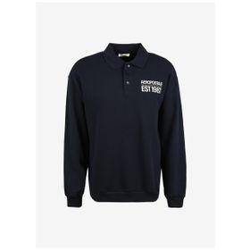 Aeropostale A3WM-SWT17 Polo Yaka Düz Lacivert Erkek Sweatshirt