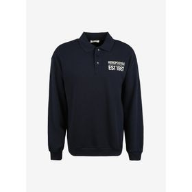 Aeropostale A3WM-SWT17 Polo Yaka Düz Lacivert Erkek Sweatshirt