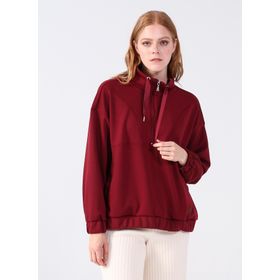 Aeropostale Christina Fermuarlı Yaka Düz Bordo Kadın Sweatshirt
