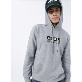 Aeropostale E-1276 Gri Melanj Kapüşon Yaka Baskılı Erkek Sweatshirt