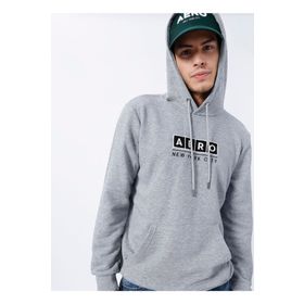 Aeropostale E-1276 Gri Melanj Kapüşon Yaka Baskılı Erkek Sweatshirt