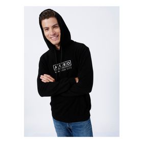 Aeropostale E-1276 Siyah Kapüşon Yaka Baskılı Erkek Sweatshirt