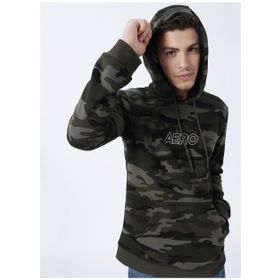 Aeropostale E-1626 Haki Kapüşon Yaka Baskılı Erkek Sweatshirt
