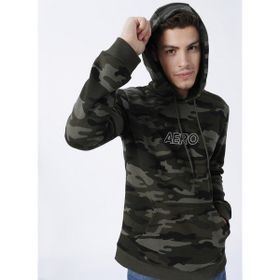 Aeropostale E-1626 Haki Kapüşon Yaka Baskılı Erkek Sweatshirt