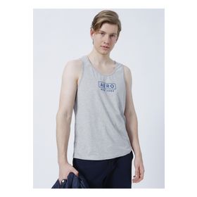 Aeropostale E-9237 Geniş Yaka Regular Fit Baskılı Gri Melanj Erkek Atlet