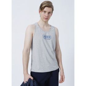 Aeropostale E-9237 Geniş Yaka Regular Fit Baskılı Gri Melanj Erkek Atlet
