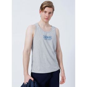 Aeropostale E-9237 Geniş Yaka Regular Fit Baskılı Gri Melanj Erkek Atlet