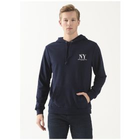 Aeropostale E-BRO Lacivert Kapüşon Yaka Baskılı Erkek Sweatshirt