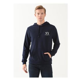 Aeropostale E-BRO Lacivert Kapüşon Yaka Baskılı Erkek Sweatshirt