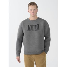 Aeropostale E-Ever Bisiklet Yaka Baskılı Antrasit Melanj Erkek Sweatshirt