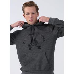 Aeropostale E-LUCASI Antrasit Melanj Kapüşon Yaka Baskılı Erkek Sweatshirt
