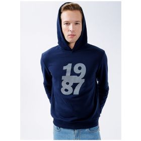 Aeropostale E-NUMBER Kapüşon Yaka Baskılı Lacivert Erkek Sweatshirt