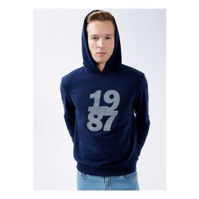 Aeropostale E-NUMBER Kapüşon Yaka Baskılı Lacivert Erkek Sweatshirt