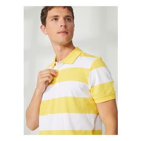 Aeropostale E-Vale Sarı-Beyaz Çizgili Polo Erkek T-shirt
